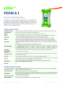 Thumbnail of document Data Sheet - PDFM 6.1 Portable Doppler Flow Meter